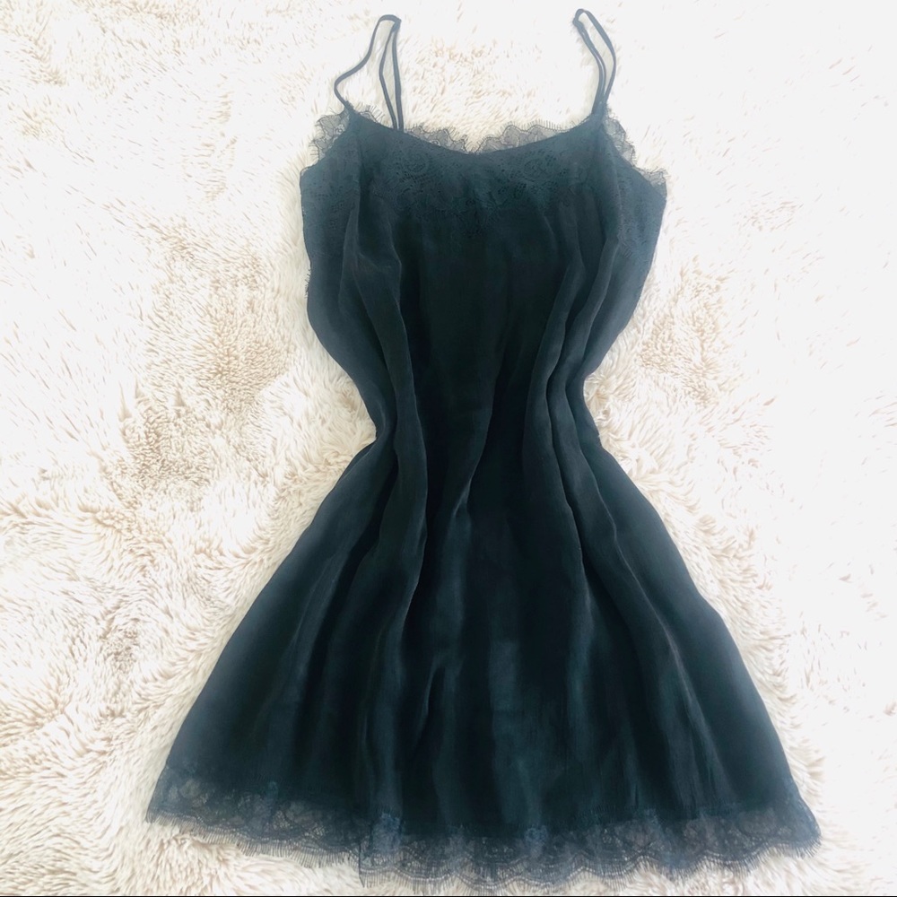 NWOT Zara black lace slip dress XS
